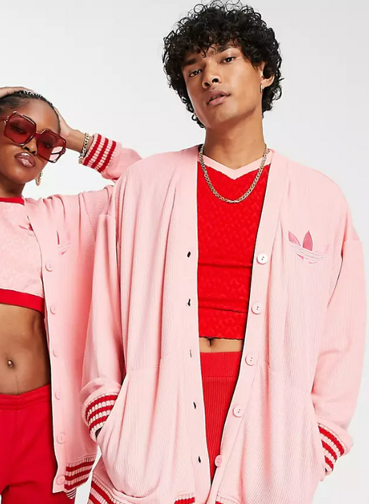 adidas Originals 'adicolor 70s' unisex cardigan in pink
